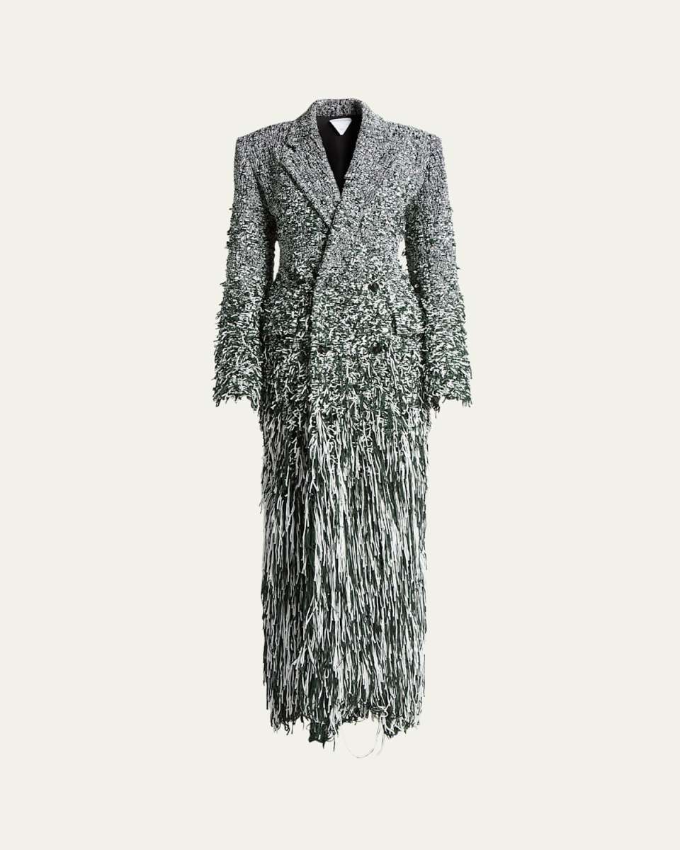 Fil Coupe Degrade Fringe Tweed Top Coat